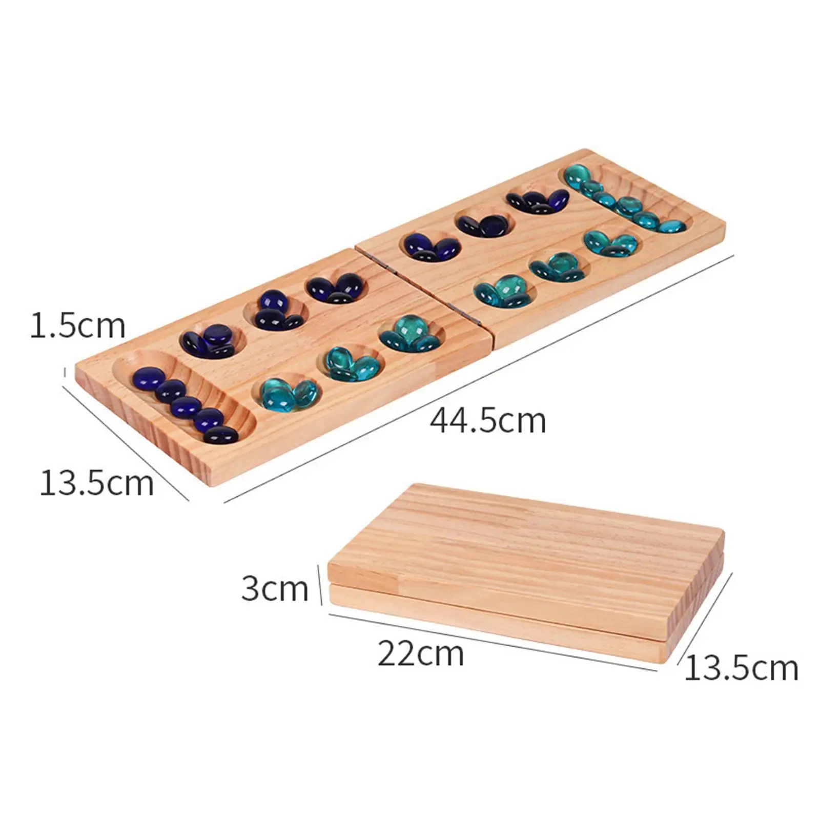 Wood 48 Beads Mancala Board Game,Party Game,Classic Family Games,Foldable Mancala Board Game for Family Travel Entertainment