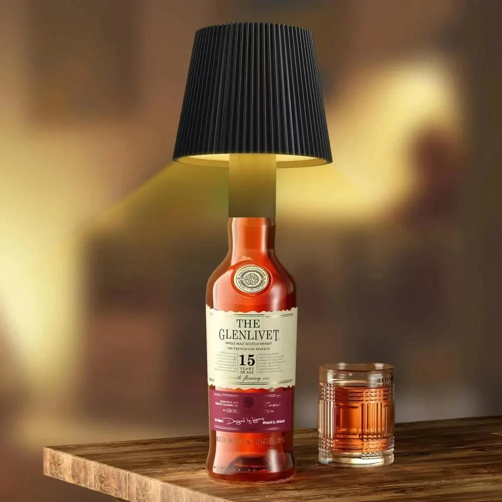 AmmToo Wine Bottle Lamp Head Table Lamp Removable Portable Charging Touch Switch Night Light Decoration for Bar Cafe Atmosphere
