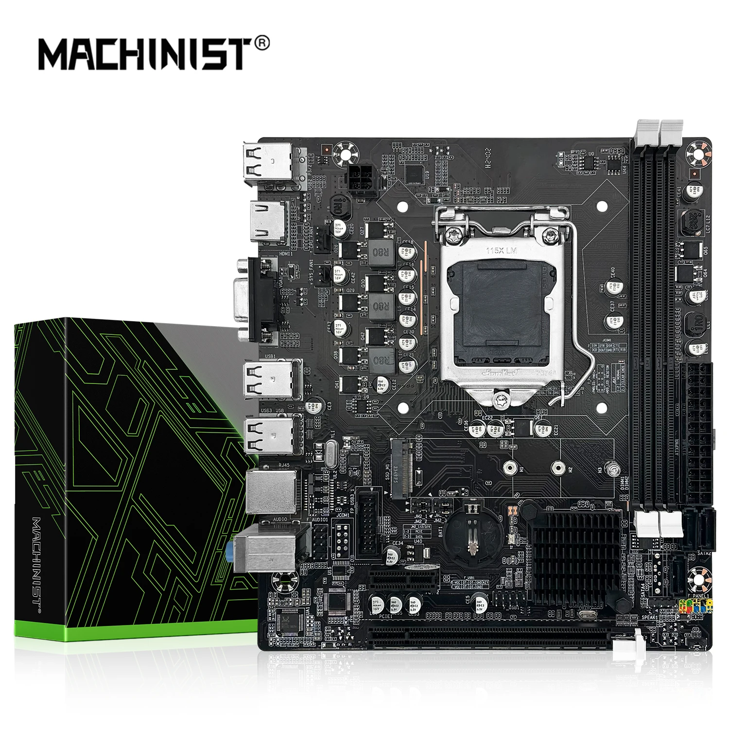 

MACHINIST H61 материнская плата LGA 1155 процессор поддержка Core 2,3 поколения ЦП DDR3 Память ОЗУ для настольного компьютера M.2 NVME VGA HDMI ITX H61C