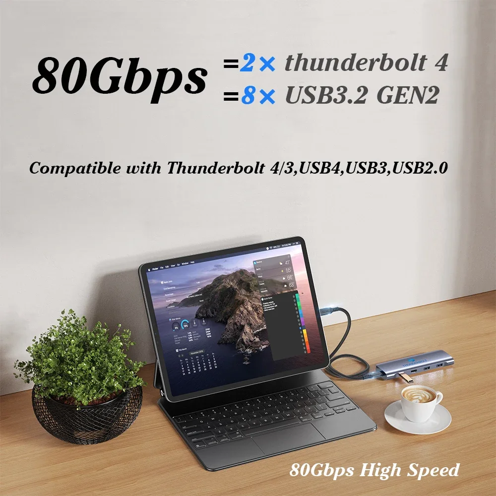 UGOURD Thunderbolt 5 Cable Type C 80Gbps USB4 Gen4 USB C to C 240W Charge Cable 16K Compatible Thunderbolt 4/3 40Gbps for eGPU