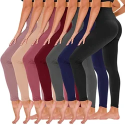 High Waisted Fitness Leggings for Women High Stretch Sport Yoga Pants  Milk Silk Solid Color Tight Women Push Up Seam Leggings