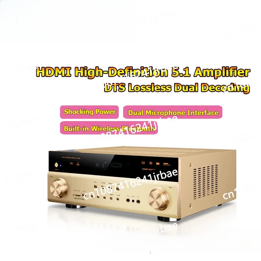 Home Theater Audiophile Amplifier 5.1 Channel Amplifier 4K High Power HDMI Bluetooth DTS Digital Amplifier