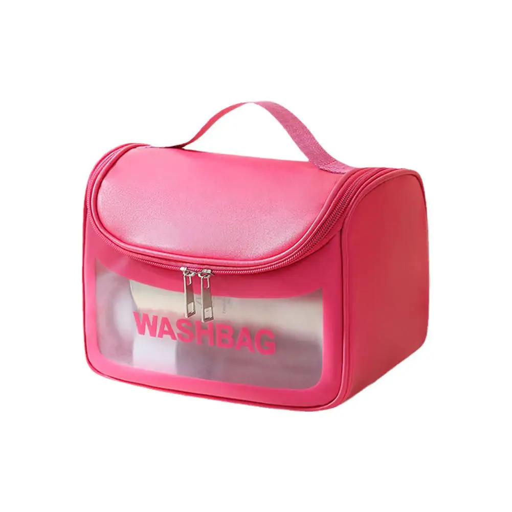 Bolsa de viaje portátil transparente para mujer, neceser impermeable, organizador de cosméticos, almacenamiento de maquillaje, gran capacidad, A7V1