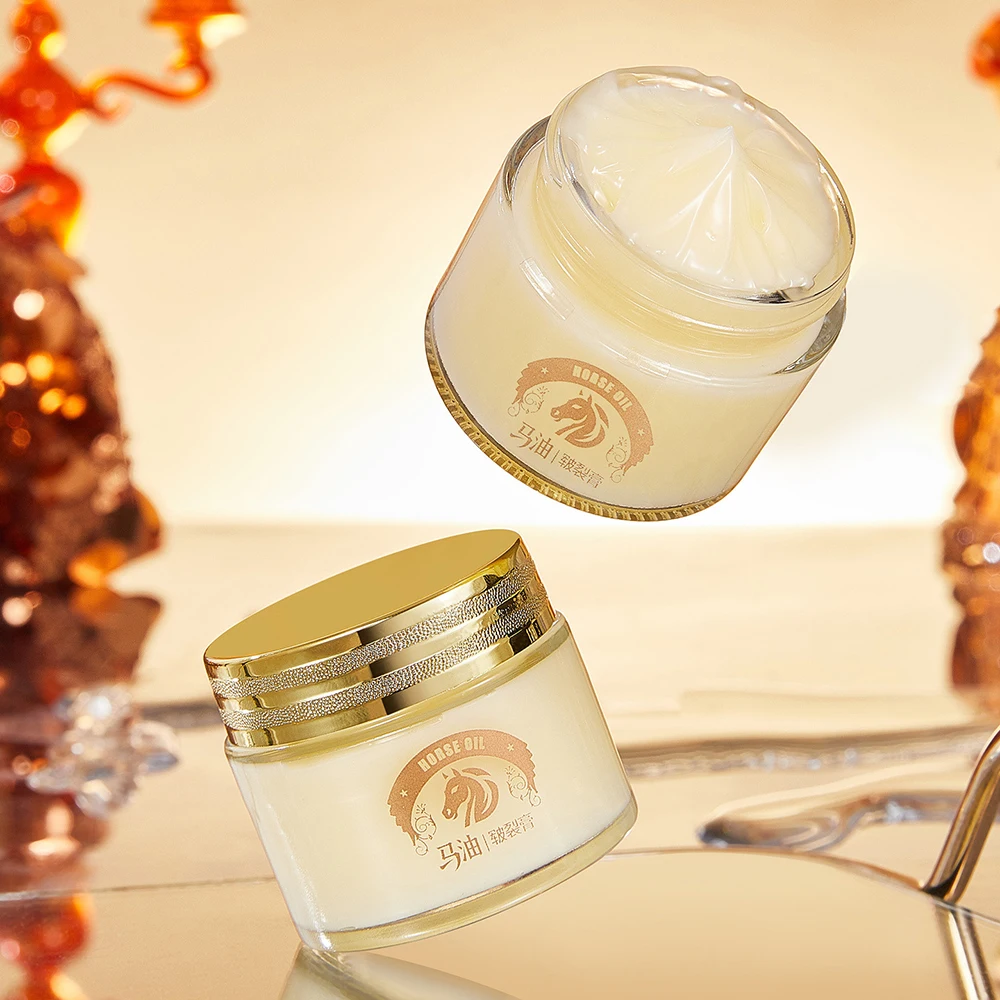 Horse Oil Cracking Preventing Dry Mmoisturizing Hydrating Horse Oil Cream Oil Control Brighten Improve Dark Skin Nourishing