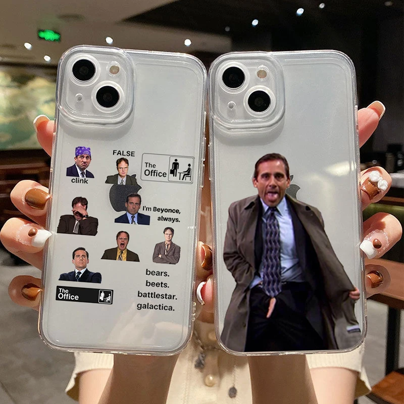 Funny Michael Scott The Office Phone Case For iPhone 16 15 14 13 12 11 Pro Max Mini 16 15 14 Plus Transparent Soft TPU Case