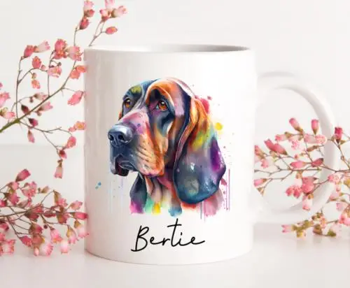 

FREE POST BLOODHOUND WHITE MUG, BLOODHOUND MUG, DOG MUG, CUTE BLOOD HOUND MUG