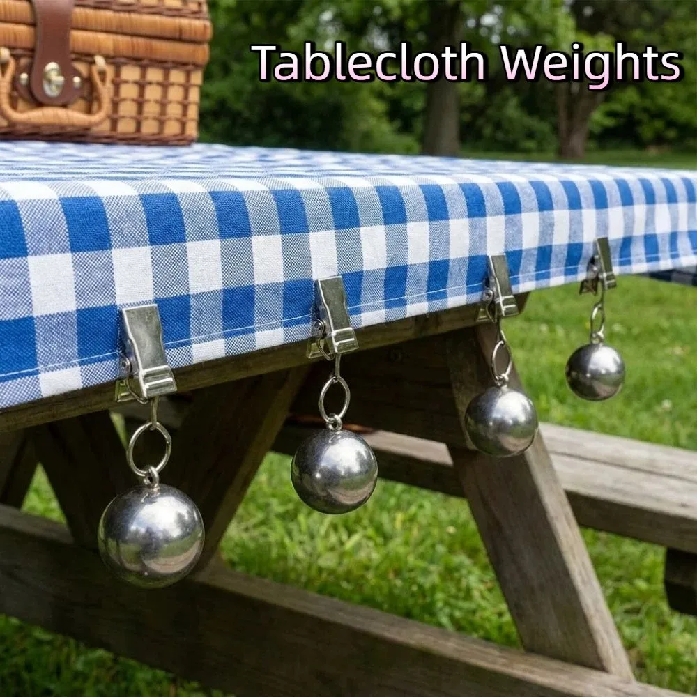 4Pcs Stainless Steel Curtain Weights Clips Heavy Duty Stable Grip Outdoor Curtain Anchors Windproof Rustproof Fixing Ball Clips