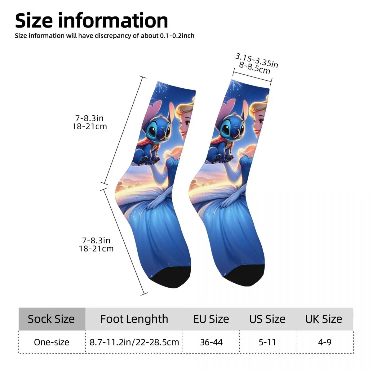 Medias de Stitch And princesas para hombre y mujer, calcetines suaves y divertidos, calcetines gráficos antideslizantes para correr, regalo de cumpleaños, Invierno