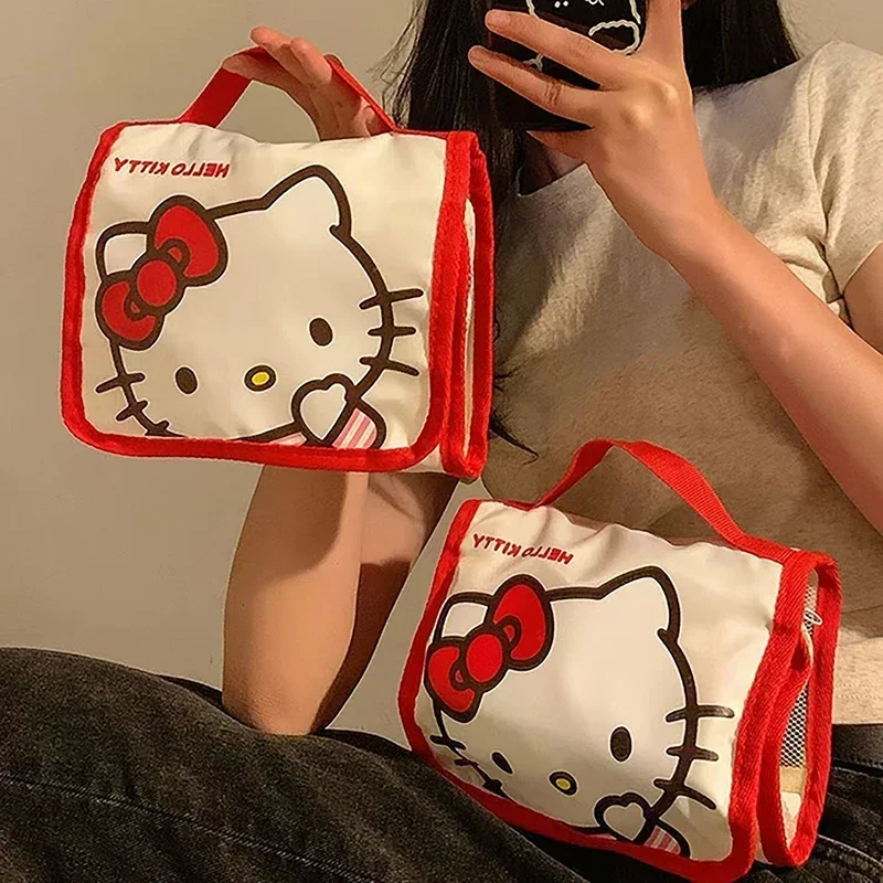 Hello Kitty Cute Small Lightweight Kawaii Portable Casual Travel Four in One Waterproof Dustproof Versatile Wash Up Cosmetic Bag