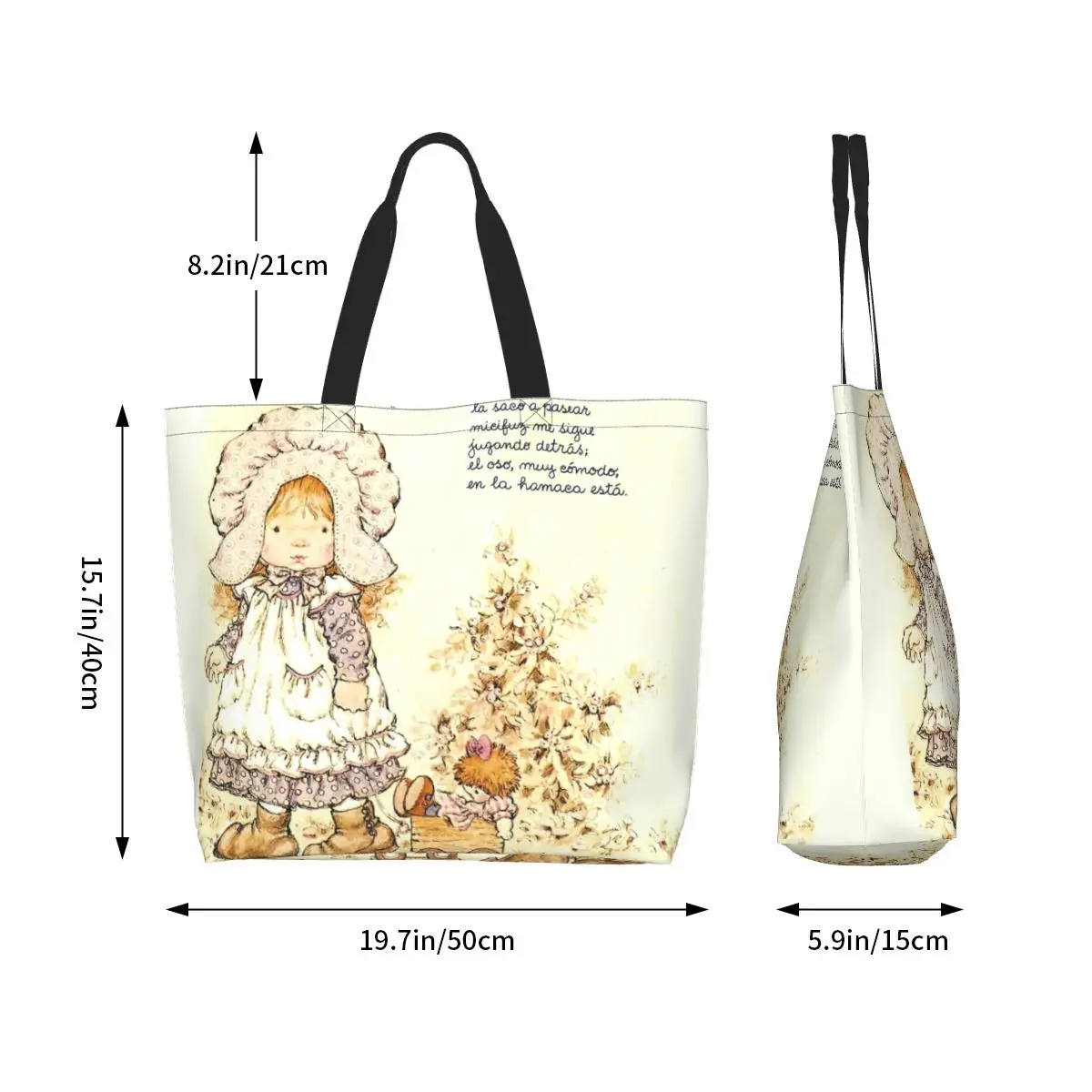 Custom Cartoon Sarah Kay Shopping Canvas Bag Women Recycling Big Capacity Grocery Girl Shopper Tote Bags