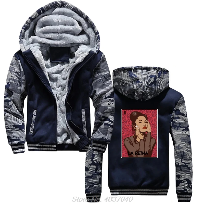 La Reina Selena Quintanilla Hoodie Funny Print Men Hoody Cotton Jacket Zip Up Hoodies Hip Hop Streetwear Fashion Winter Coats