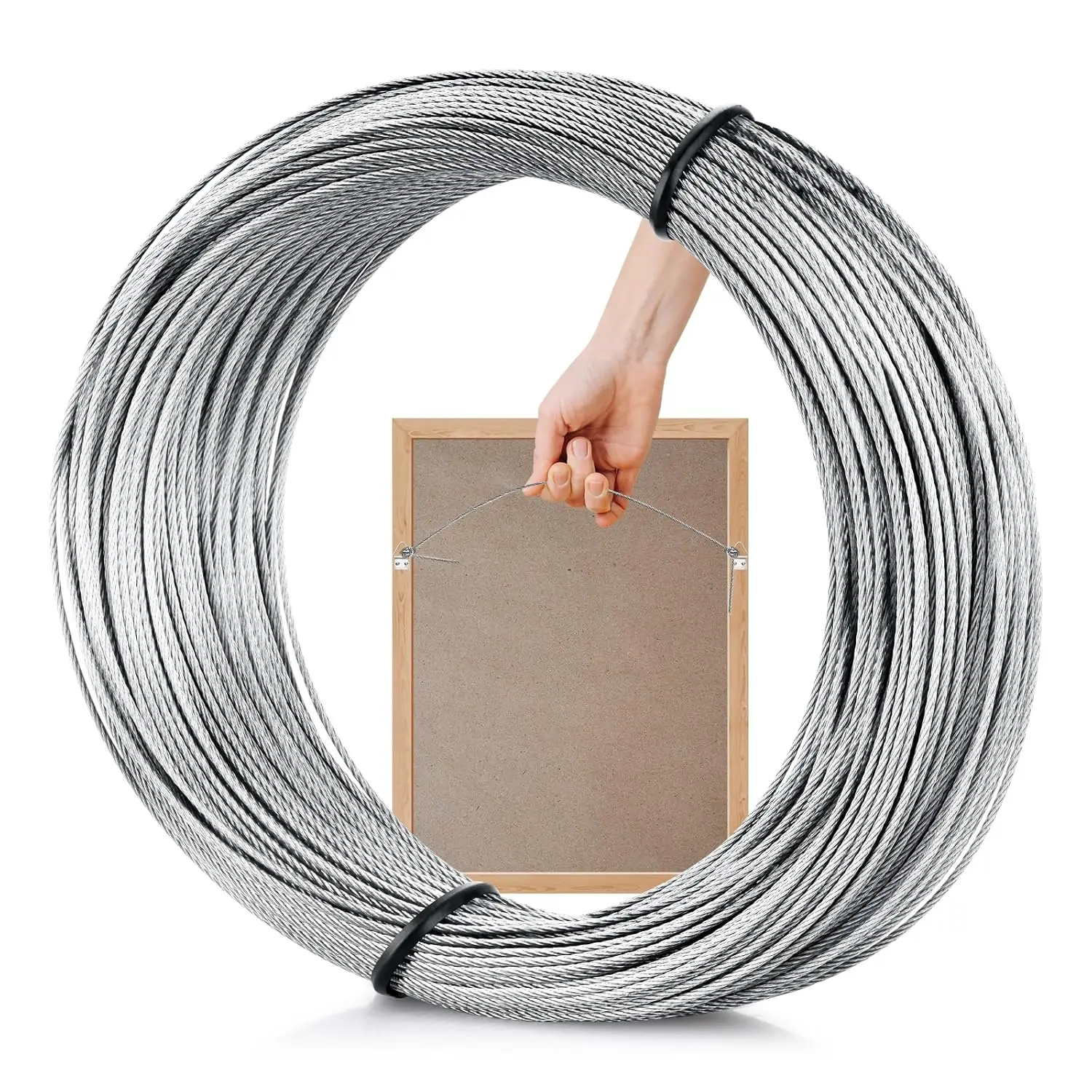 

100-Feet Stainless Steel Hanging Wire for Picture Frames, Artwork, and Decor, Supports Up to 30lbs