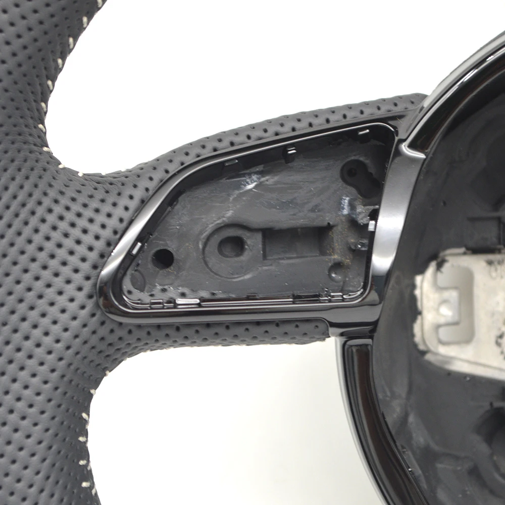 For Audi A4 B8 A5 Q3 Q5 Q7 Black semi perforated multifunctional steering wheel without paddles or markings