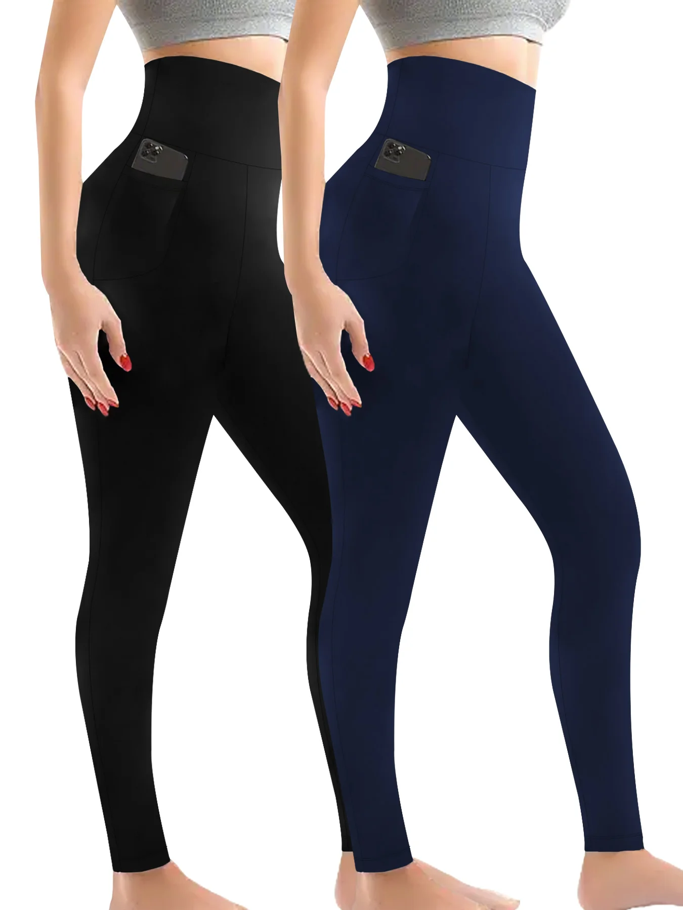 

2 Pack Women's Super Soft Leggings with Pockets, High Waisted Tummy Control for Yoga Workout and Casual Lounge Wear Comfort
