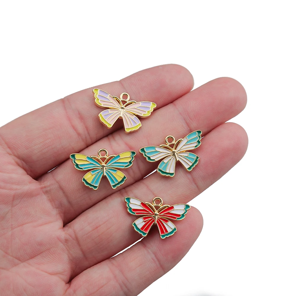 

10Pcs/lot Enamel Butterfly Charms Colorful Insect Pendants Drop Earrings Accessories For Diy Necklace Bracelet Jewelry Making