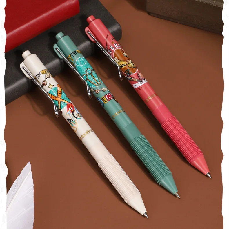 3Pcs DELI A160 Harry Potter  Press Gel Pens Retractable 0.5mm Fine Point Black Pens For Journaling Kawaii