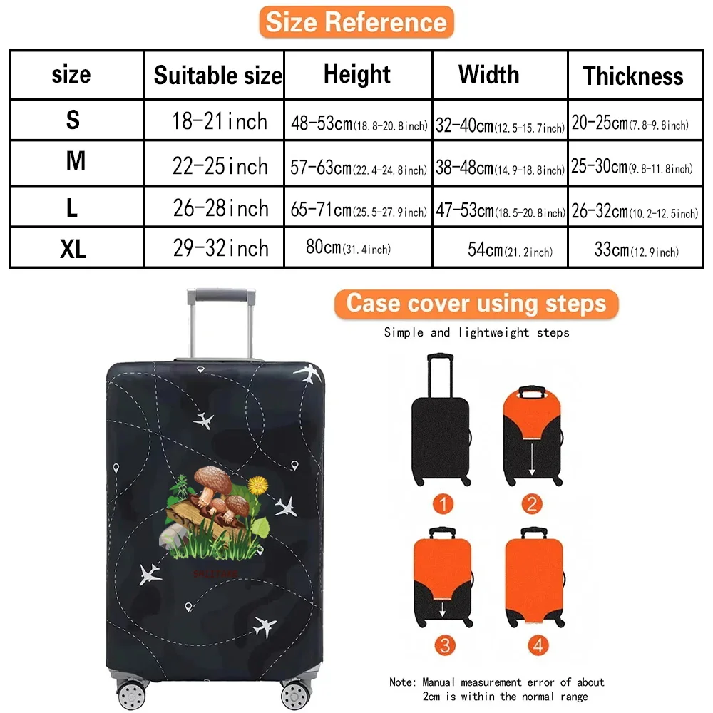 Travel Suitcase Cover Suitable for 18-32 Inch Thick Luggage Dust Cover Mushroom Series Baggage Protection Covers Outdoor Holiday