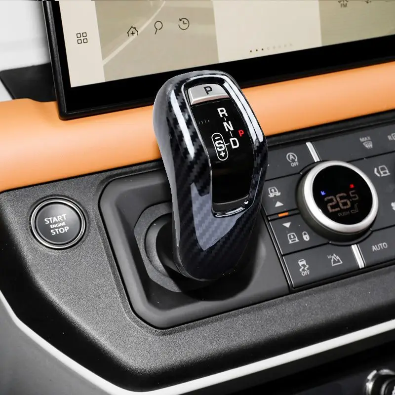 

Trim For Land Rover Range Rover Evoque Discovery Defender Jaguar XEL Carbon Fiber ABS Gear Shift Knob Cover Car Accessories Auto