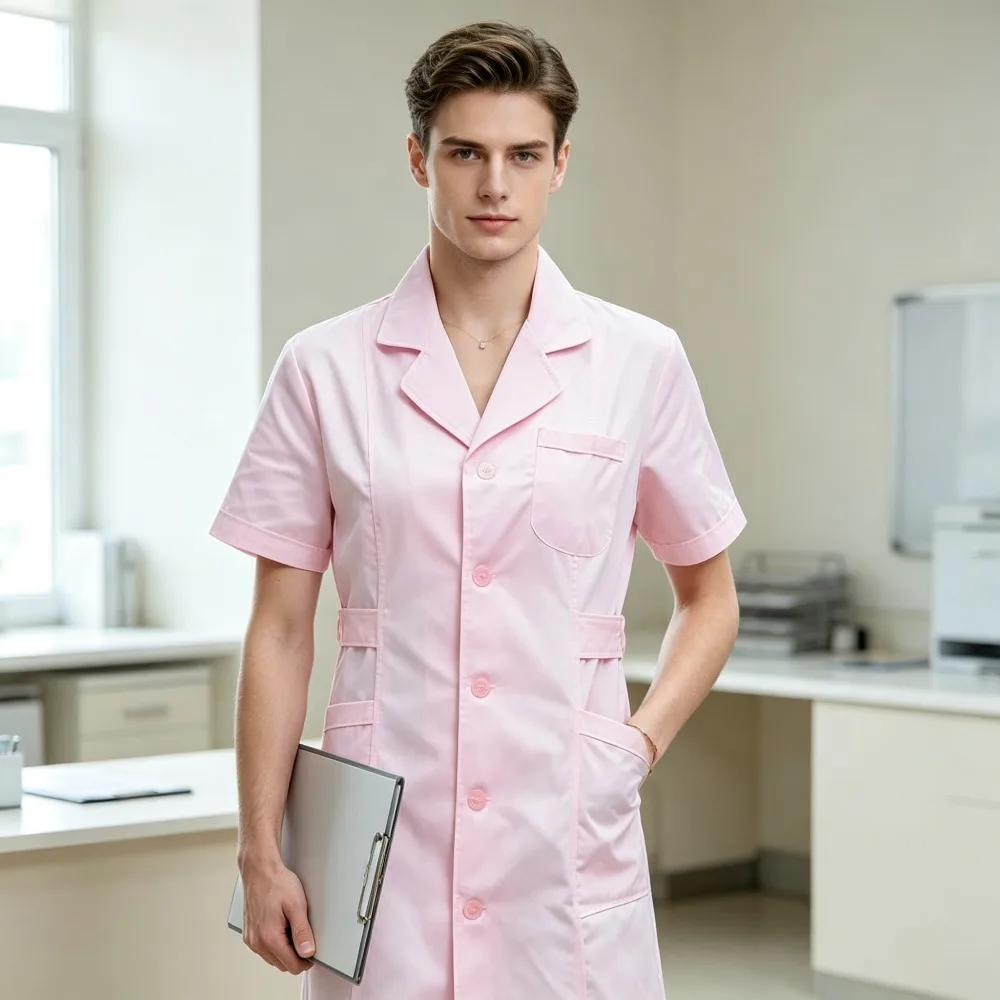 Mens Workwear & Protective Lab Coat, Short Sleeve Doctor for Unisex, Multi Color Jacket for Clinic, Pharmacy & Laboratory Use