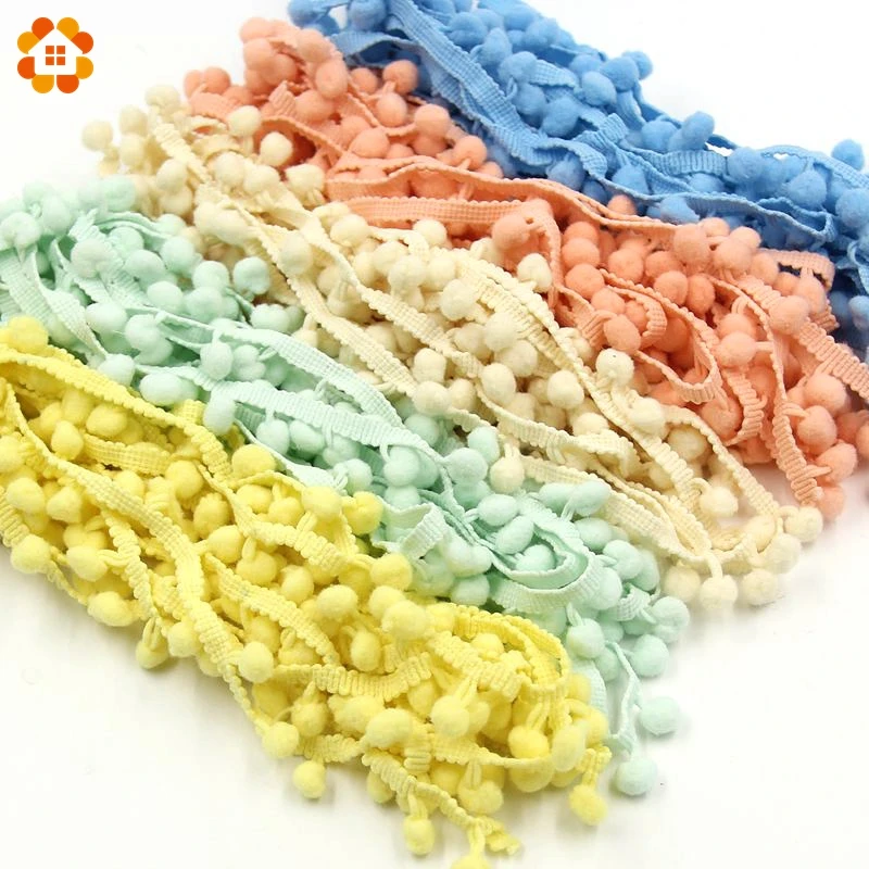 5Yards/Lot Hot Sale 10MM Pom Pom Trim Ball Fringe Ribbon DIY Sewing Accessory Lace 17 Colors For Home Party Decoration
