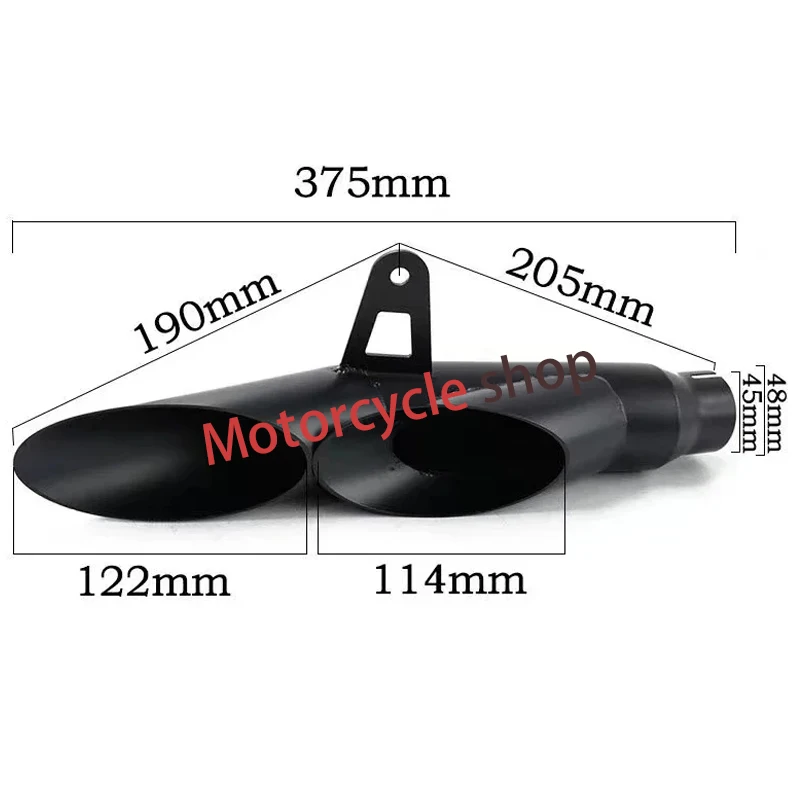 Universal 51MM Motorcycle Exhaust Dual Outlet BLACK Exhaust Muffler Tail Pipe For Yamaha YZF R6 R1 R3