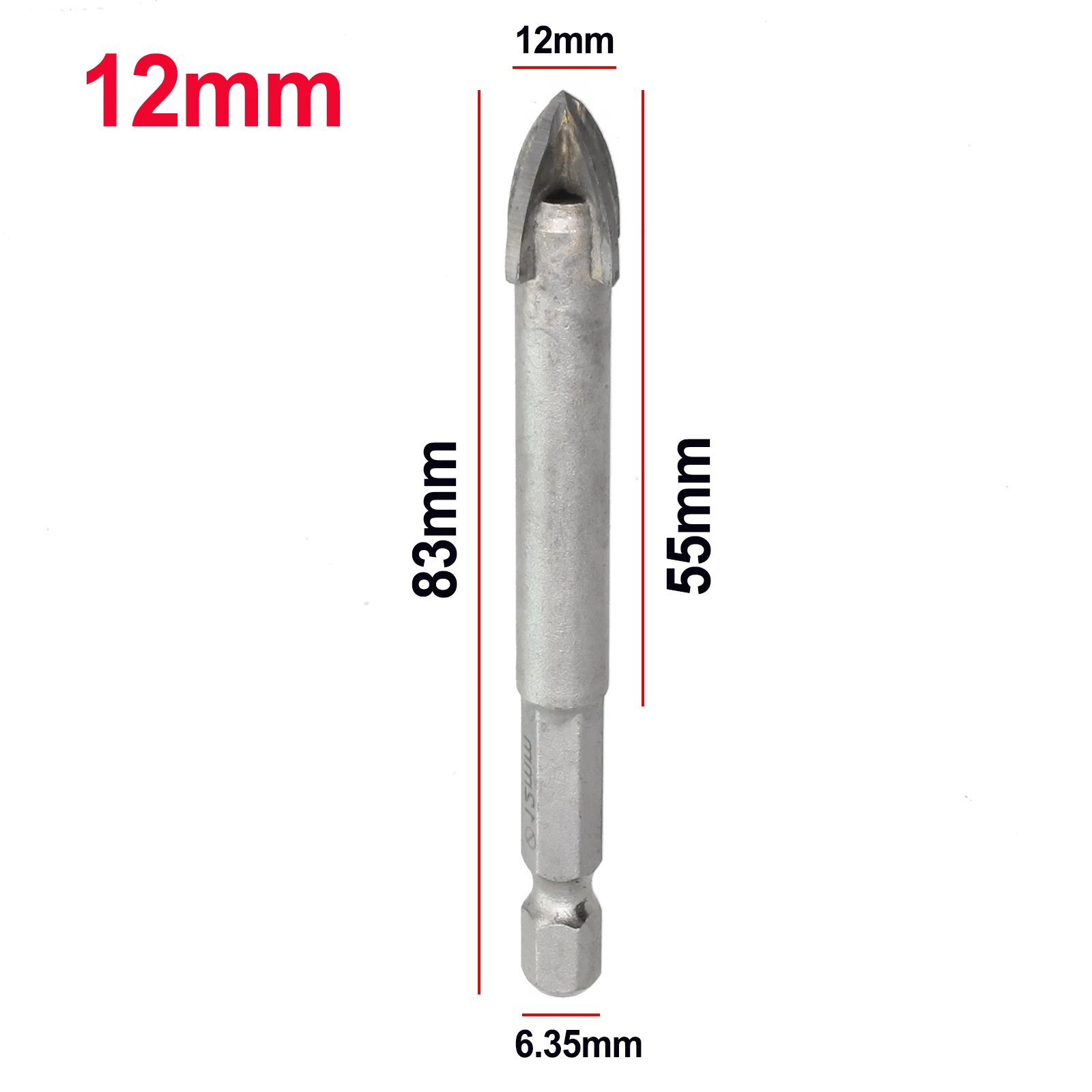 1 Uds. Broca hexagonal cruzada, herramienta de perforación para baldosas de porcelana de hormigón, brocas de vidrio, herramientas, taladros de carburo, accesorios de herramientas eléctricas