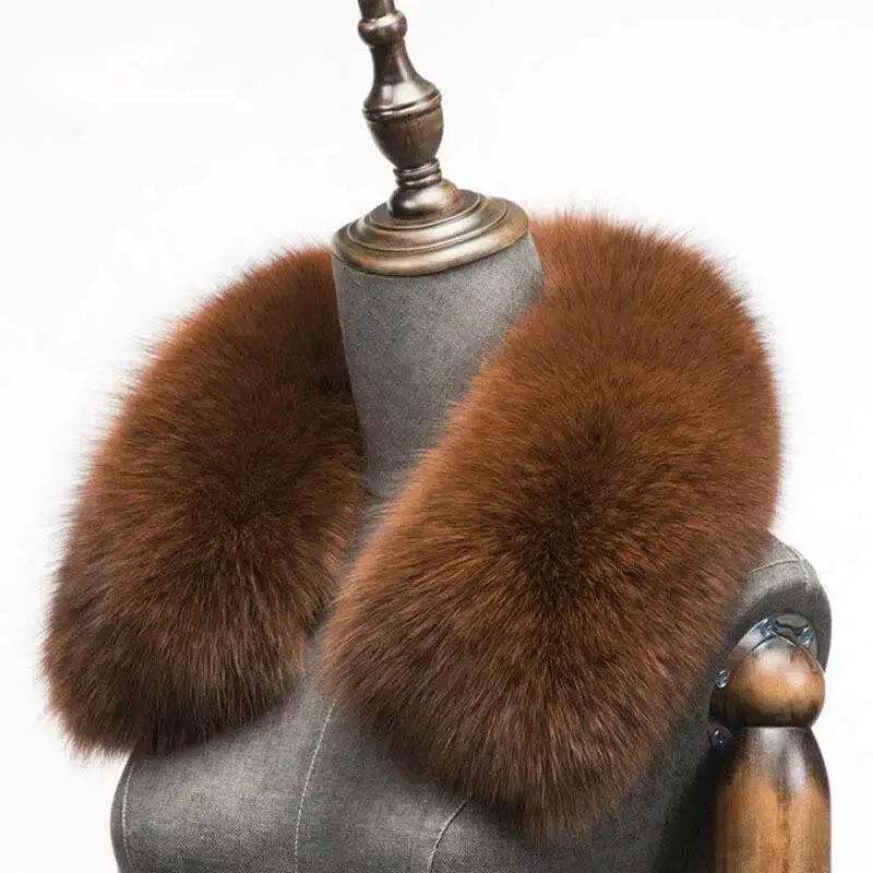 Winter Natural Fox Fur Scarf Square Collar For Men Short Scarves Neck Warm Thick Scarves Real Fox Fur Shawl Male Coat Decorate