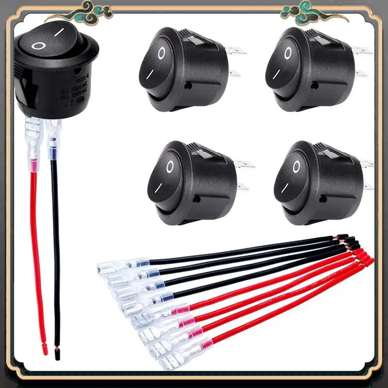 

10Pc ON/OFF Round Rocker Switch MINI Toggle Switch 2 Pin SPST Push Button Switch With Wires For Auto Car RV Boat Parts