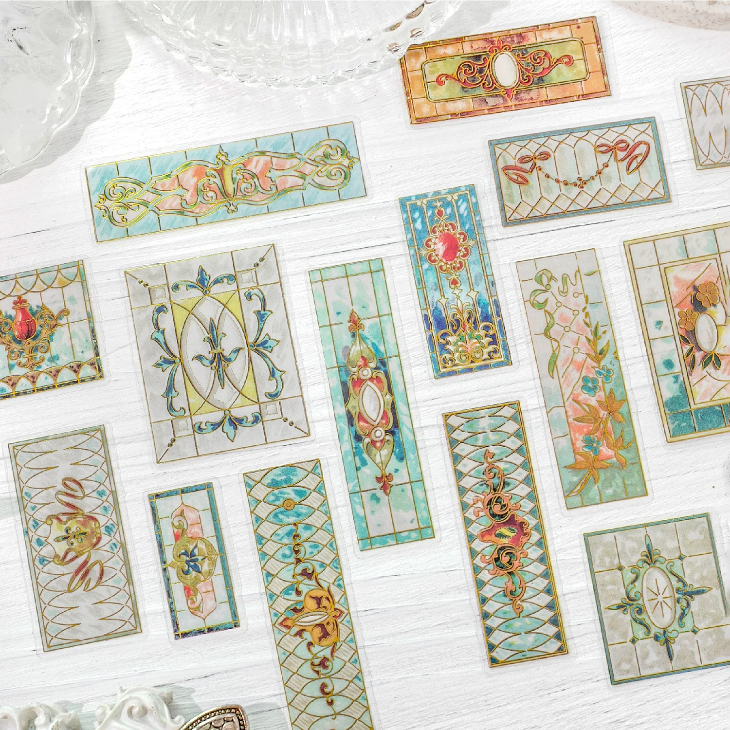 30pcs/1lot Kawaii Stationery Stickers Retro patterned tiles Junk Journaling Decorative Mobile Scrapbooking for sticker