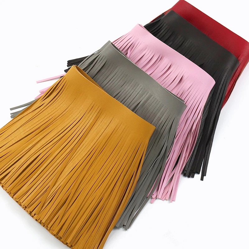 

1-3Meters 25cm Leather Fringe for Clothes Handbag Faux PU Lace Trims Tassel Bags Curtain Decor Fringes Ribbon DIY Accessories