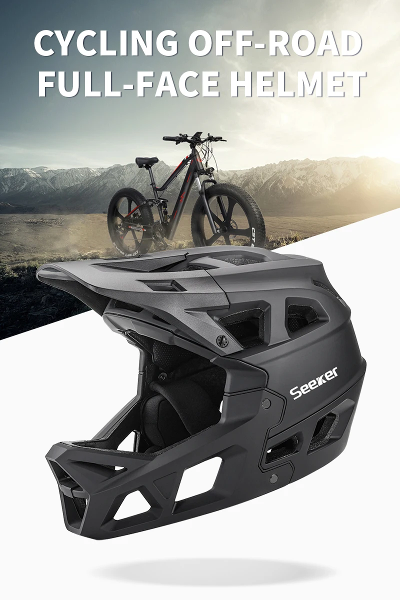 UMUSEEKER Fahrrad-Integralhelm, Downhill DH Offroad MTB Helm, Offroad-Multiszenario-Universal-Atmungsaktiver Fahrradhelm – Detail 1