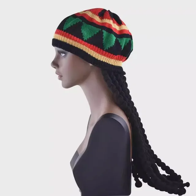 Nowy unisex dzianinowy kapelusz z warkoczem Jamajska czapka Bob Rasta Czapki Hip Hop Czapka z dredami Peruka Bob Marley Karaiby Fantazyjny kapelusz
