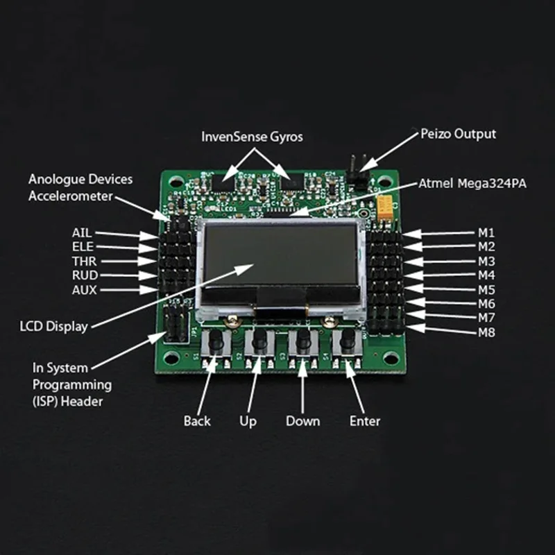 Imagem -04 - Https: Uk.banggood.com Kk2_1_5-lcd-flight-control-board-v1.19s1pro6050mpu-644pa-for-rc-airplane-fpv-racing-drone-p1287578.htm