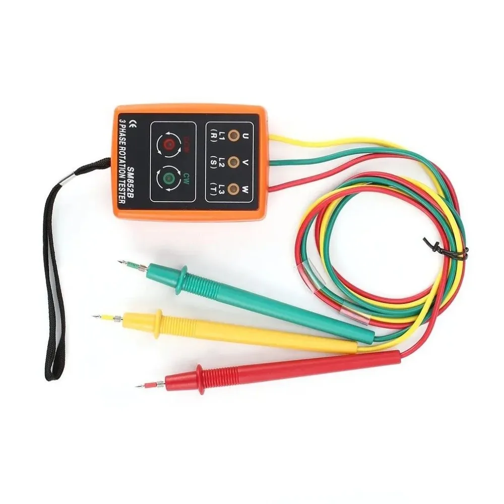 Useful Plastic 3-Phase Rotation Tester Digital Display Multifunction Current Tester Tools Current Detector Electricity Testing