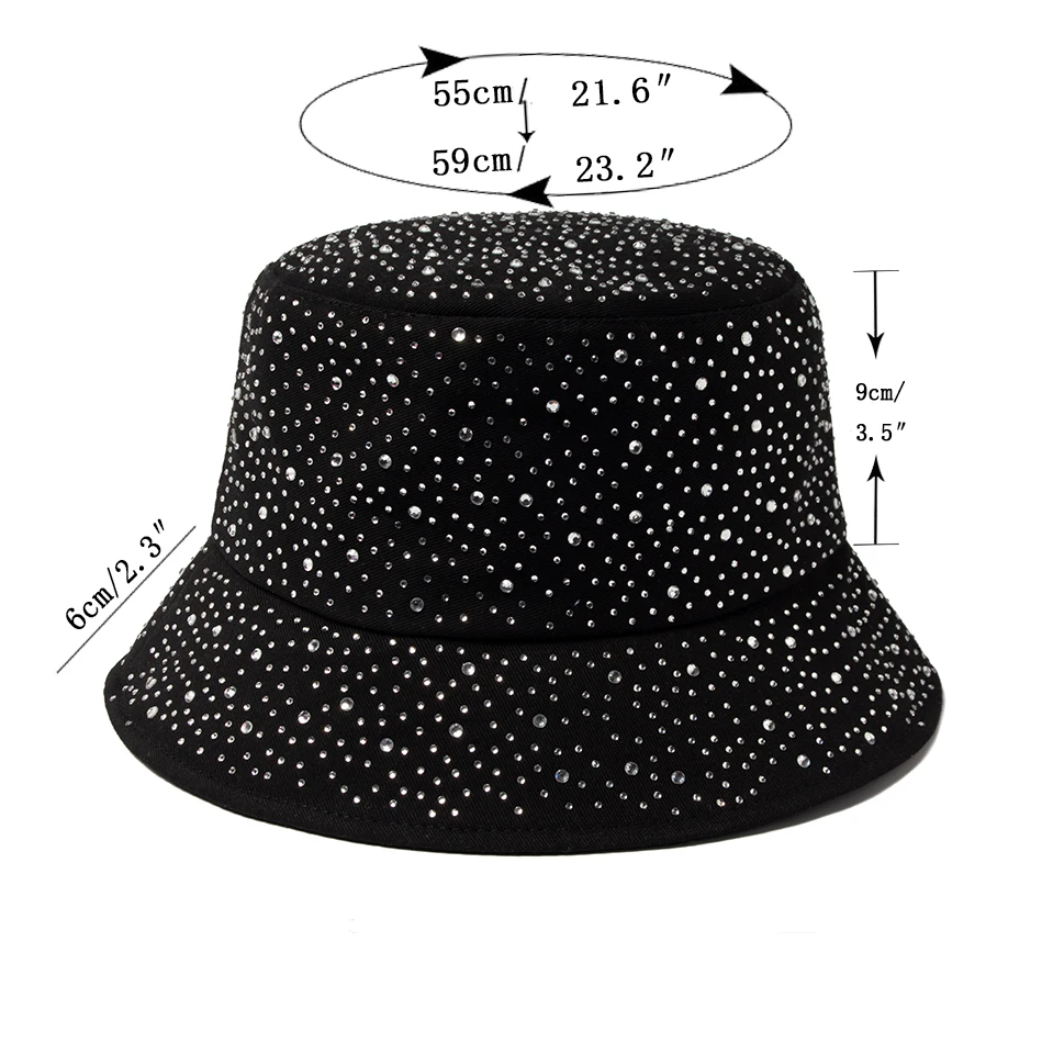 New Summer Y2k Bucket Hat Women Fashion Rhinestones Cap For Ladies Visor Cotton Panama Hats Casual Spring Autumn Fisherman Caps