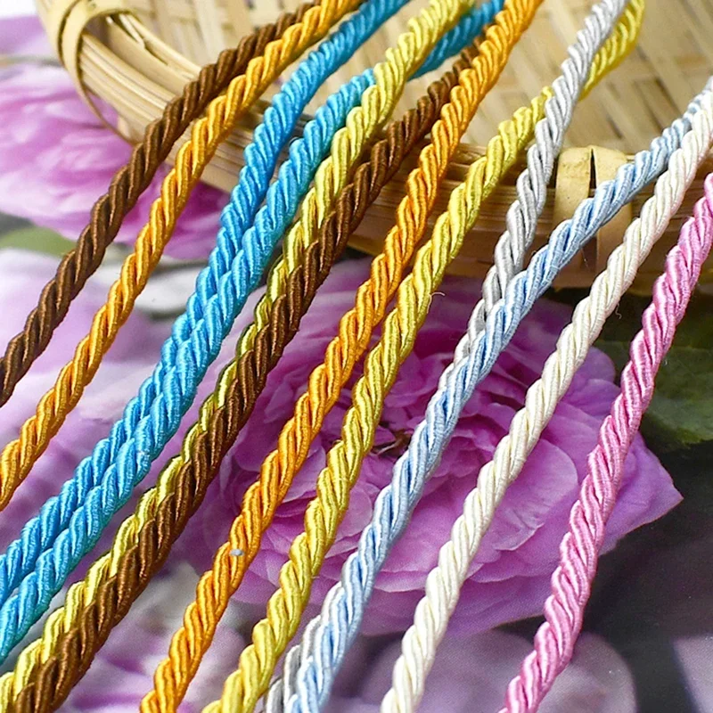 5-20Meters 3mm 3 Shares Cord Rope Twisted Bag Decorative Ropes Gift Box Package Thread Cords DIY Home Textile Sewing Accessories