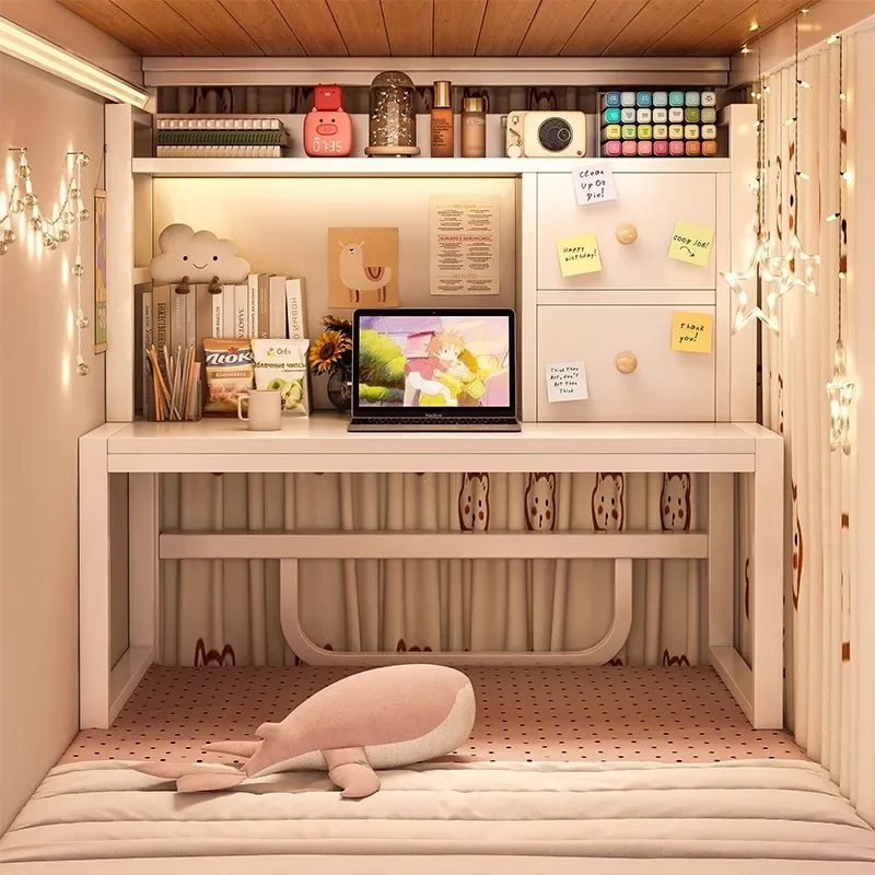 Bed Small table Upper and lower bunk in student dormitory Writing table Bedroom laptop computer table Girls bedroom Small desk