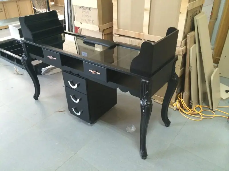 Nail Bar Table Salon Manicure Double Manual Position With Nail Polish Display Stand