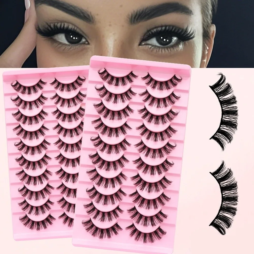 

10 Pairs High Quality Thick One-piece False Eyelashes D Volume Natural Eyelash Russian Dense Curled Fake Lashes Makeup Tools