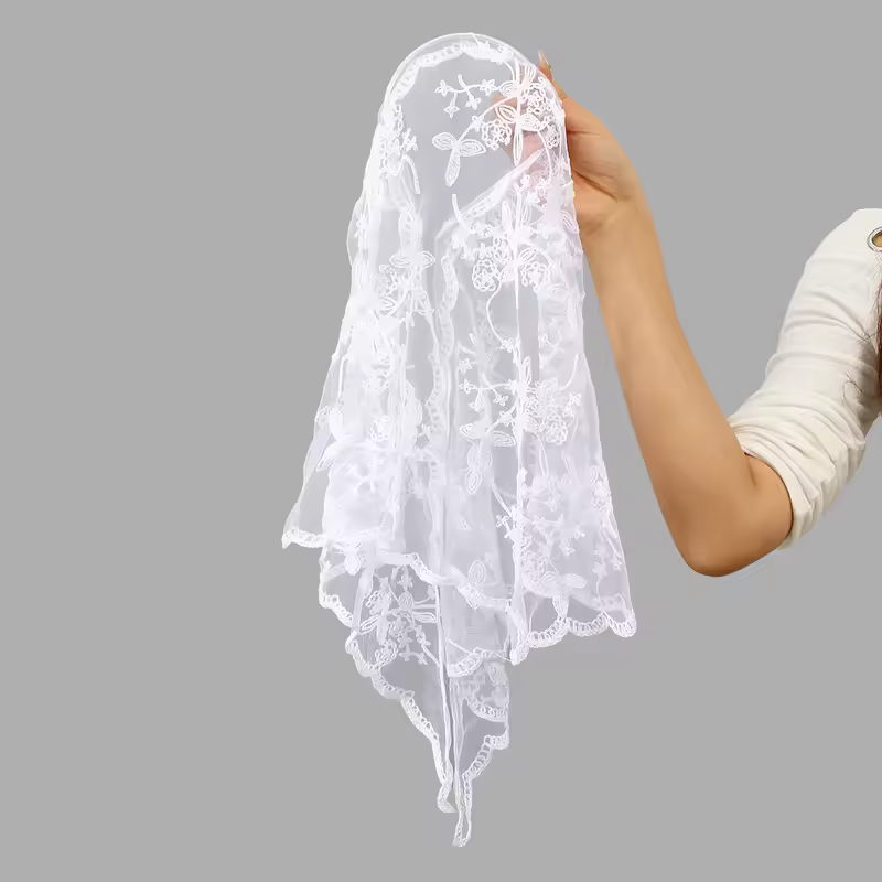 Elegant Lace Scarf Hollow Out Embroidery Foulard Bandana Solid Color Triangular Scarf Thin Vintage HandkerChiefs for Hair Woman - Image 29