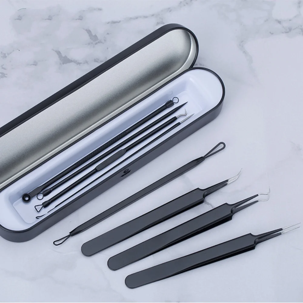 여드름 바늘 및 블랙헤드 핀셋 세트 - 전문적인 얼굴 피부 미용 관리를 위한 모공 클렌징 도구