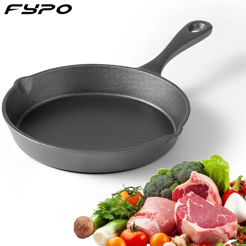 Frigideira de ferro fundido 14/16/20cm frigideira panelas de ferro omelete panqueca pote forno seguro, panelas de acampamento para uso de fogão e grelha