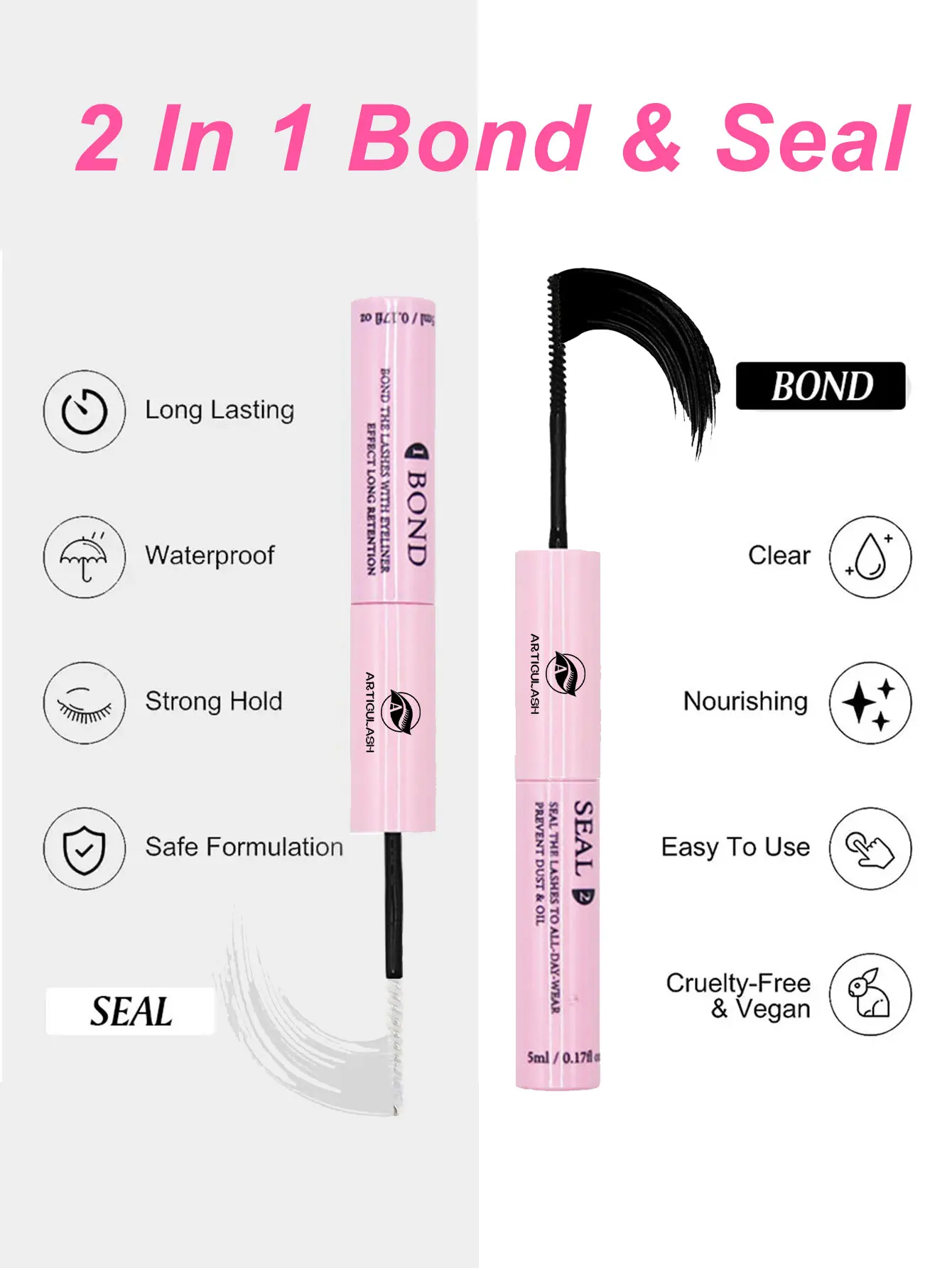 Stylo de maquillage 4 en 1, colle et joint pour grappes de cils, liaison et joint solides, dissolvant, pincettes, pinceau de maquillage, colle pour cils