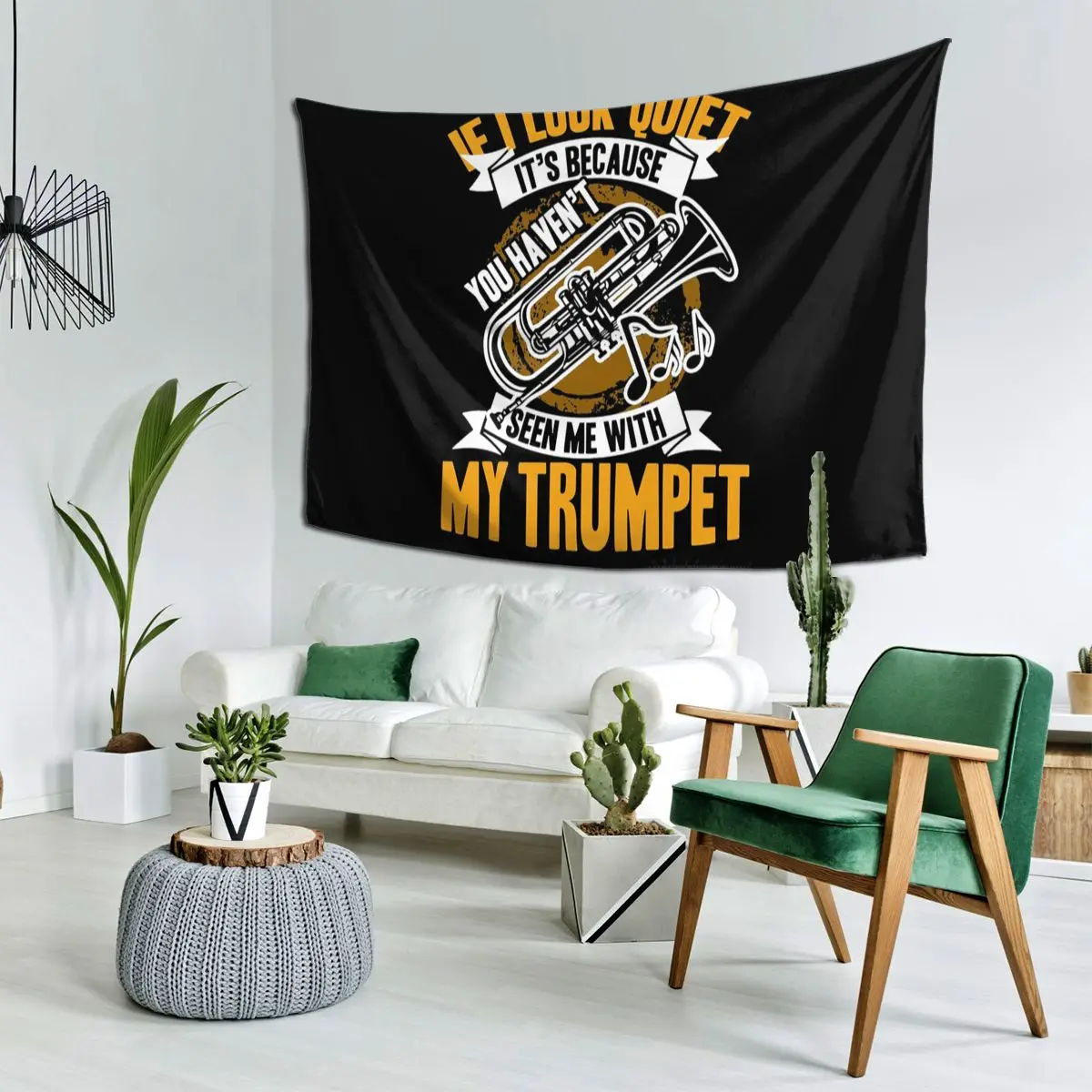 Trumpet - Seen Me With My Trumpet Tapestry Hippie Wall Hanging Aesthetic Home Decoration Tapestries for Living Room Bedroom