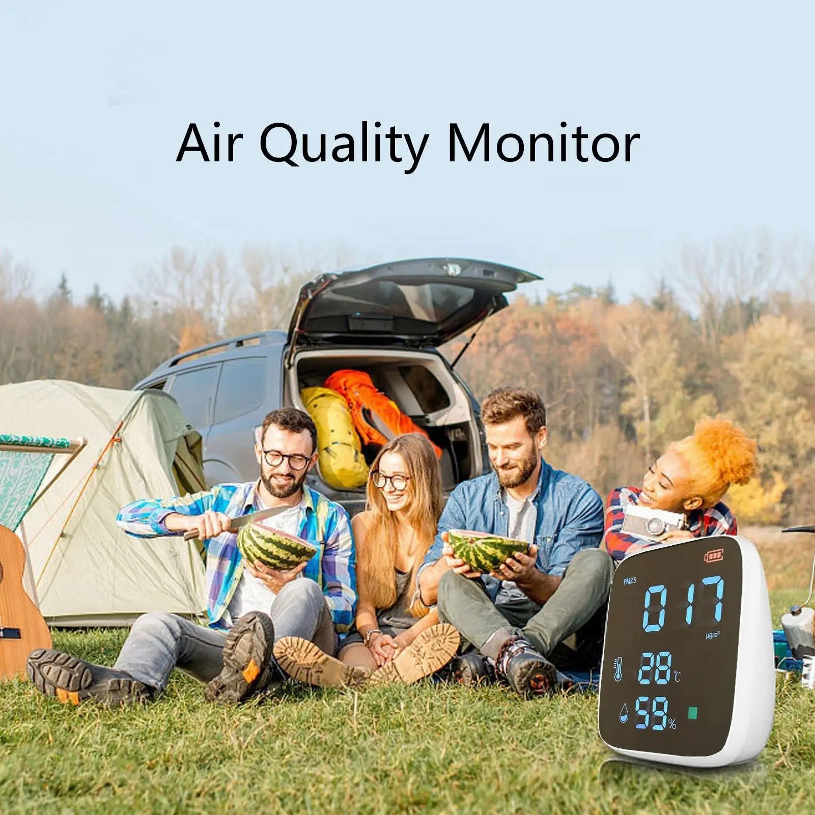 Smart PM2.5 Air Quality Monitor - Plug & Play Sensor for Temperature, Humidity & Alarm Alerts - Mini for home Device