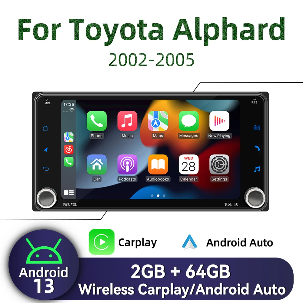 

Carplay для Toyota Alphard 2002-2005 7-дюймовый экран авторадио Android автомобильный мультимедиа 2Din радио GPS BT WIFI головное устройство стерео