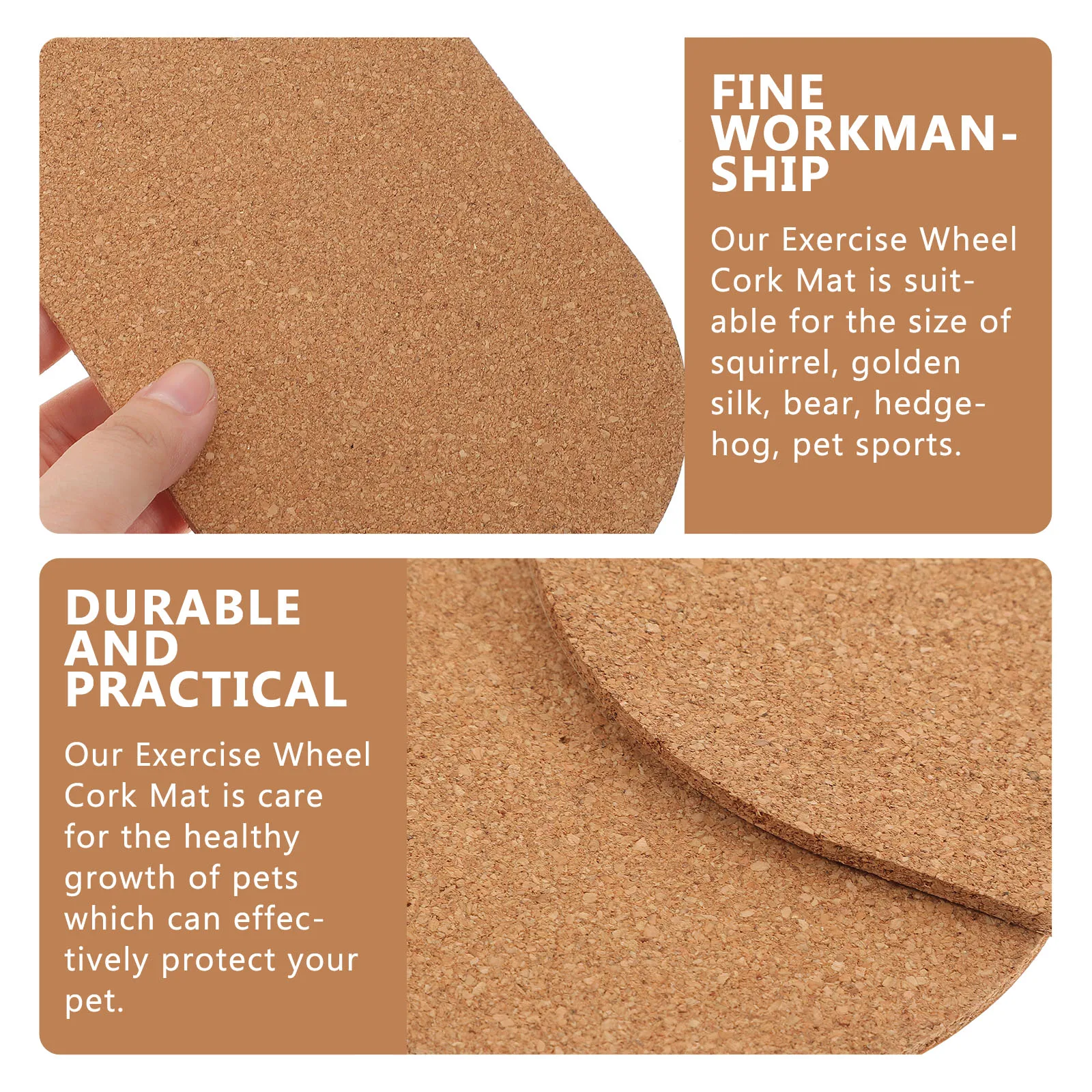 

3Pcs Hamster Running Wheel Cork Pad Thickened Cushions Non-Slip Base Protective Mat Pet Cage Accessory Supply Hamster Wheel Pads