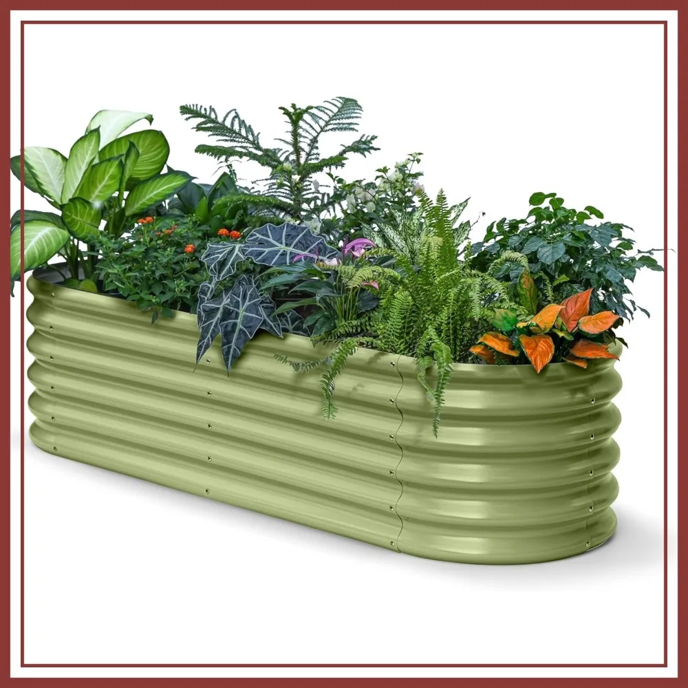

6x2x1.5 ft Galvanized Raised Garden Bed, 18" Tall Metal Planter for Vegetables, Herbs, Outdoor Plants - Ideal for Small Spaces