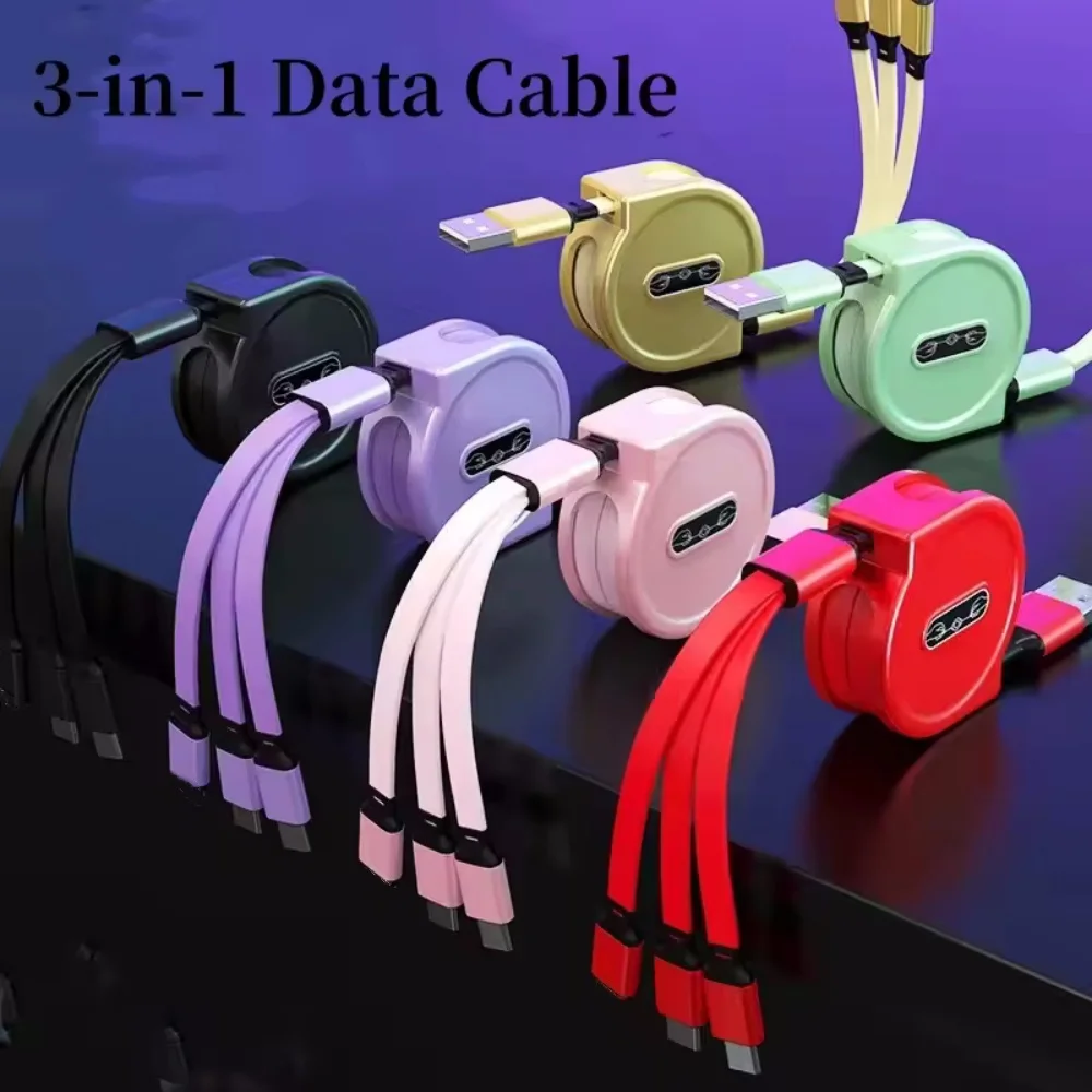 Retractable 3 In 1 Usb Cable for iPhone & Micro USB & Type C Cable Fast Charging Portable Cable Lighting Usb for Xiaomi Samsung