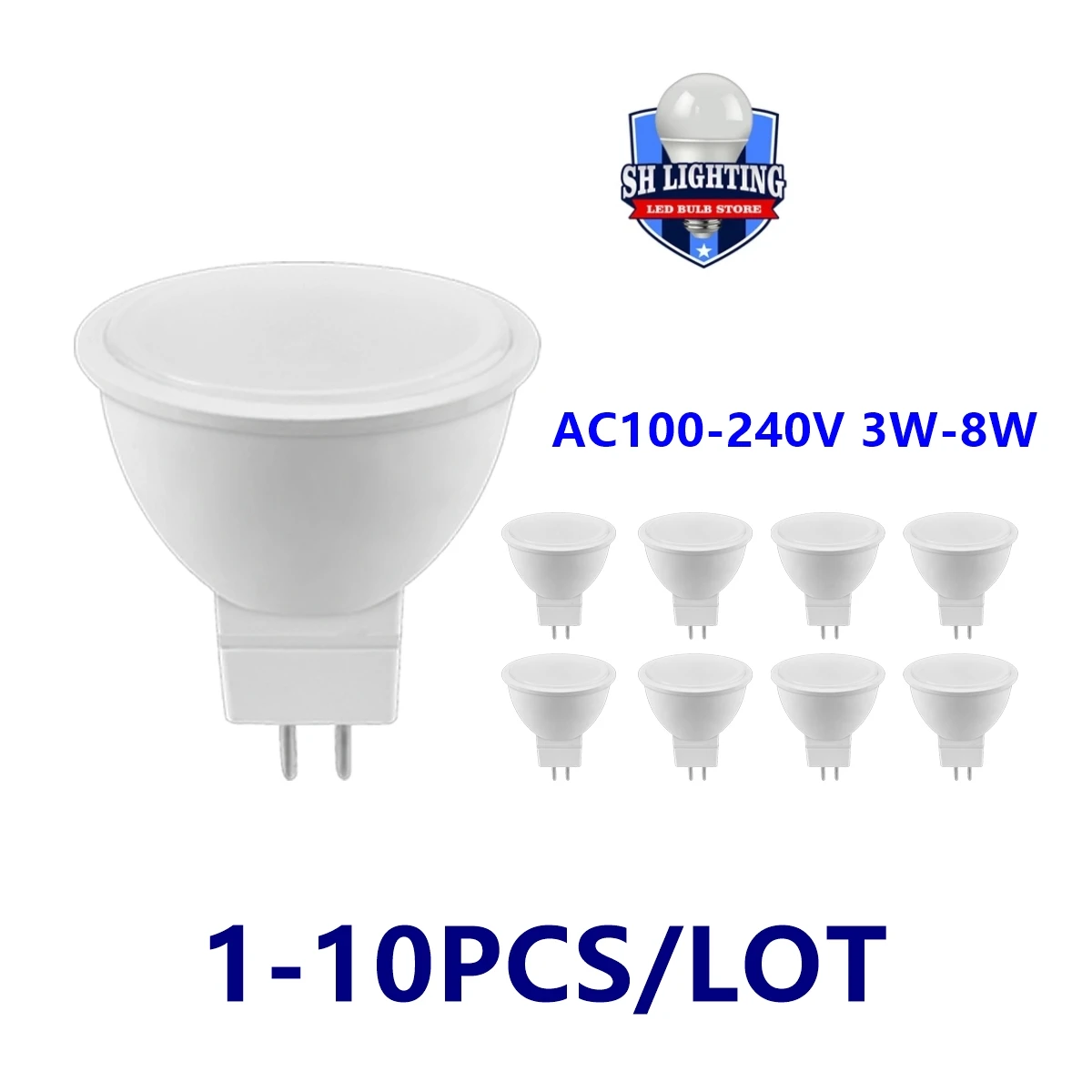 

1-10pcs Factory direct LED spot light MR16 AC100V-240V 3W 5W 6W 7W 8W high bright warm white light replace 50W 100W halogen lamp